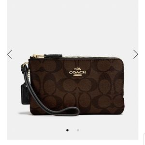 COACH DOUBLE CORNER ZIP WRISTLET